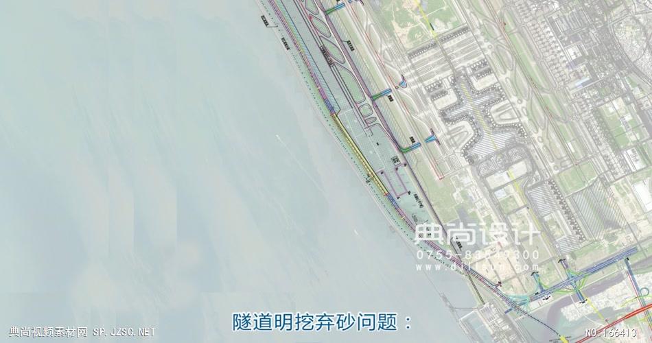 海滨大道三维动画加标 道路三维动画 大道道动画