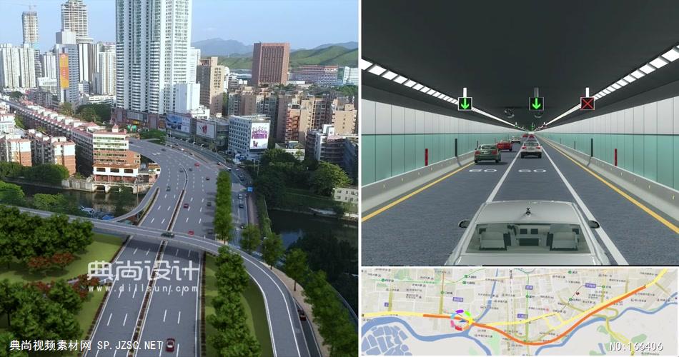 春风路隧道道路仿真动画04加标 深圳道路三维动画 道路景观动画