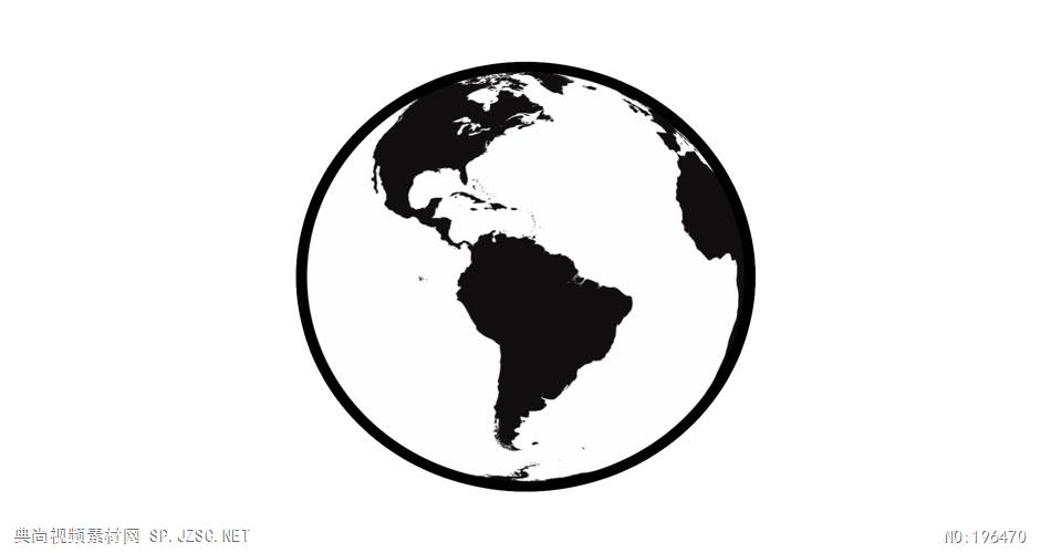 黑白地球旋转动画    minimalworldglobe 视频素材下载