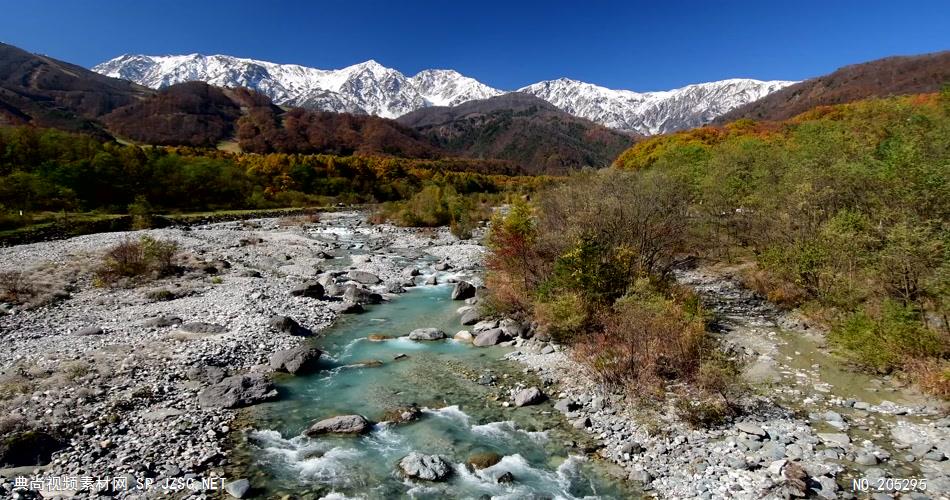 ［4K］ 白马三山与红叶松川 4K片源 超高清实拍视频素材 自然风景山水花草树木瀑布超清素材