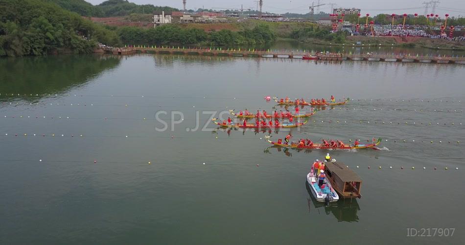 湖泊 鸟瞰 航拍 龙舟赛 赛龙舟 风俗 划龙船 视频 高清实拍 视频素材