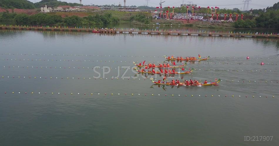 湖泊 鸟瞰 航拍 龙舟赛 赛龙舟 风俗 划龙船 视频 高清实拍 视频素材